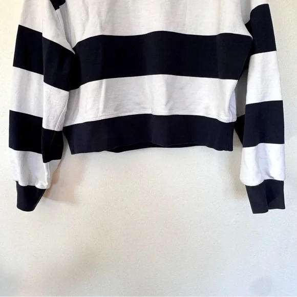 Lululemon Perfectly Oversized Cropped Crew Pack Stripe True Navy White Sz 6 - Picture 6 of 12